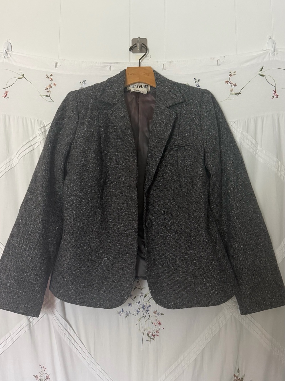 Women's Grey Tweed Blazer Jacket